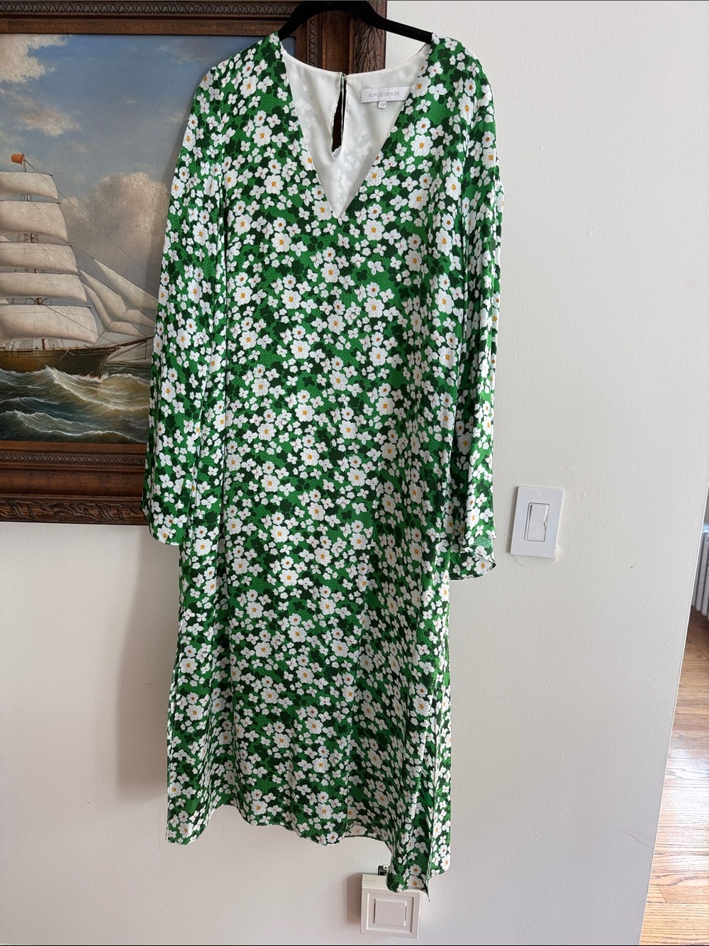 BORGO DE NOR Green Floral V-Neck Women’s Dress